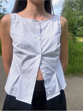 Handmade boatneck button-up top